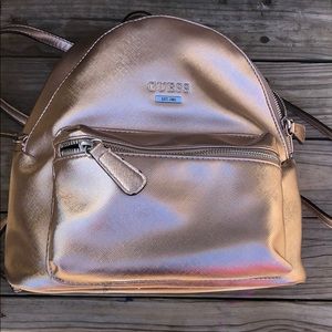 Rose Gold metallic Guess backpack